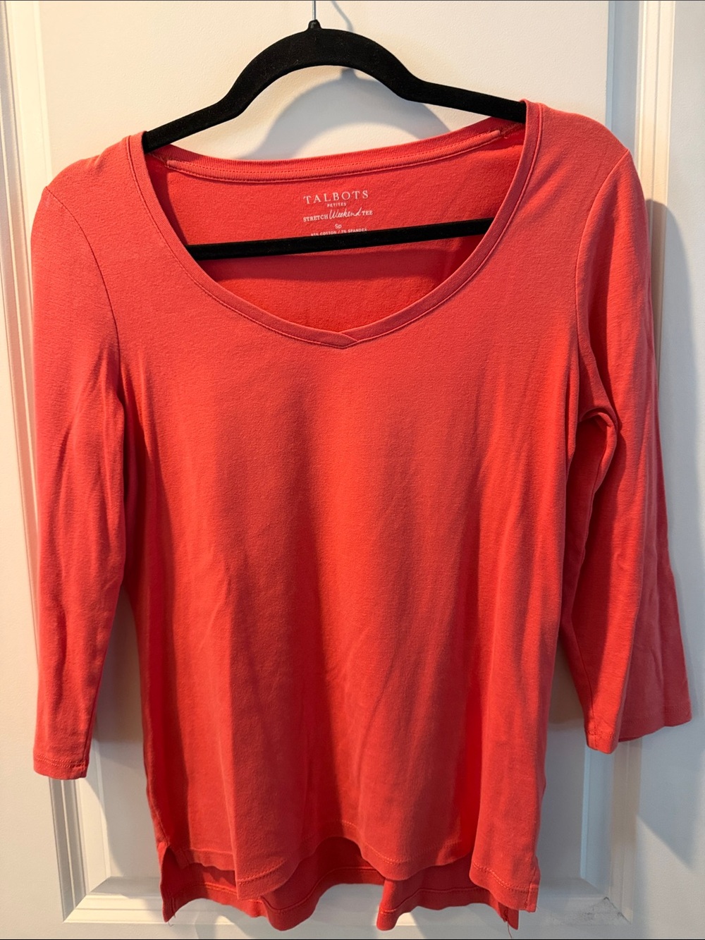 Talbots Coral V-Neck Long Sleeve Knit Top